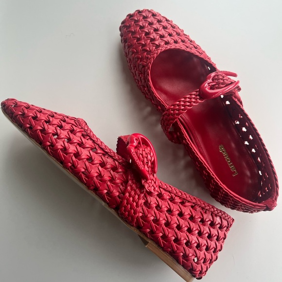 Larroude Shoes - Larroude Red Woven Flats